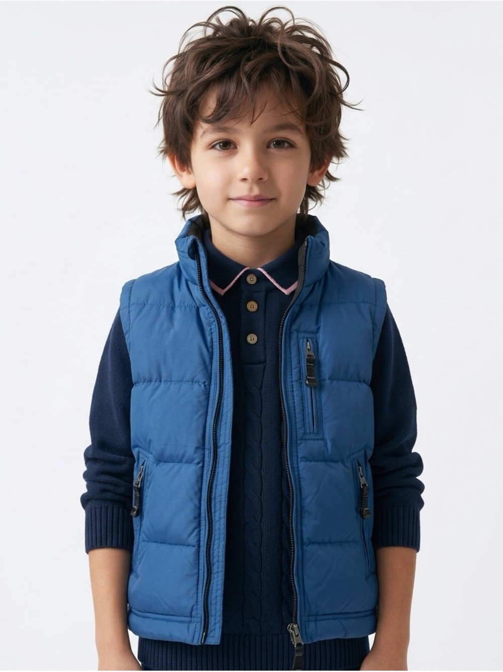 GAP Kids Down-Fill Outerwear Puffer Vest-Blue | Size M (8)